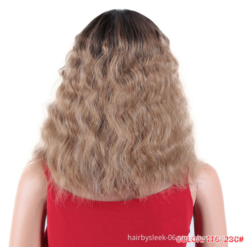 Synthetic Lace Frontal wigs 16 Inches Ombre Loose wave unprocessed mid length full brazilian Lace Front Wig Synthetic Hair Wigs